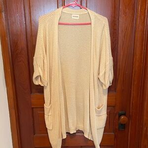 LaLa Factory Light Tan Open-Front Cardigan